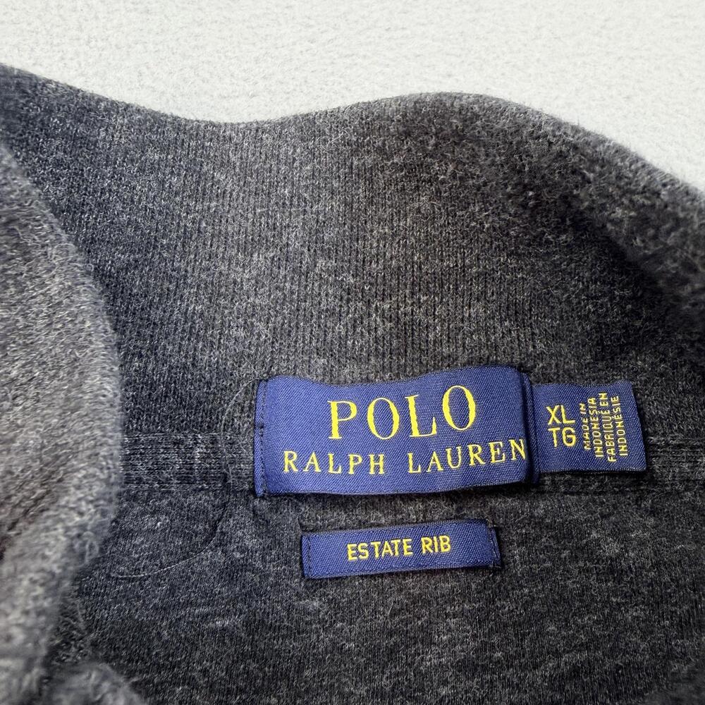 Polo Ralph Lauren Sweater Mens XL Gray Estate Rib Quarter Zip Cotton Pullover - Picture 6 of 10